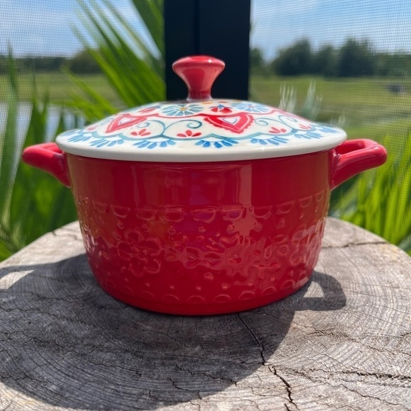 Pioneer Woman Individual Mini Casserole - 14.4 oz - Mazie Red Blue Floral - Picture 1 of 7